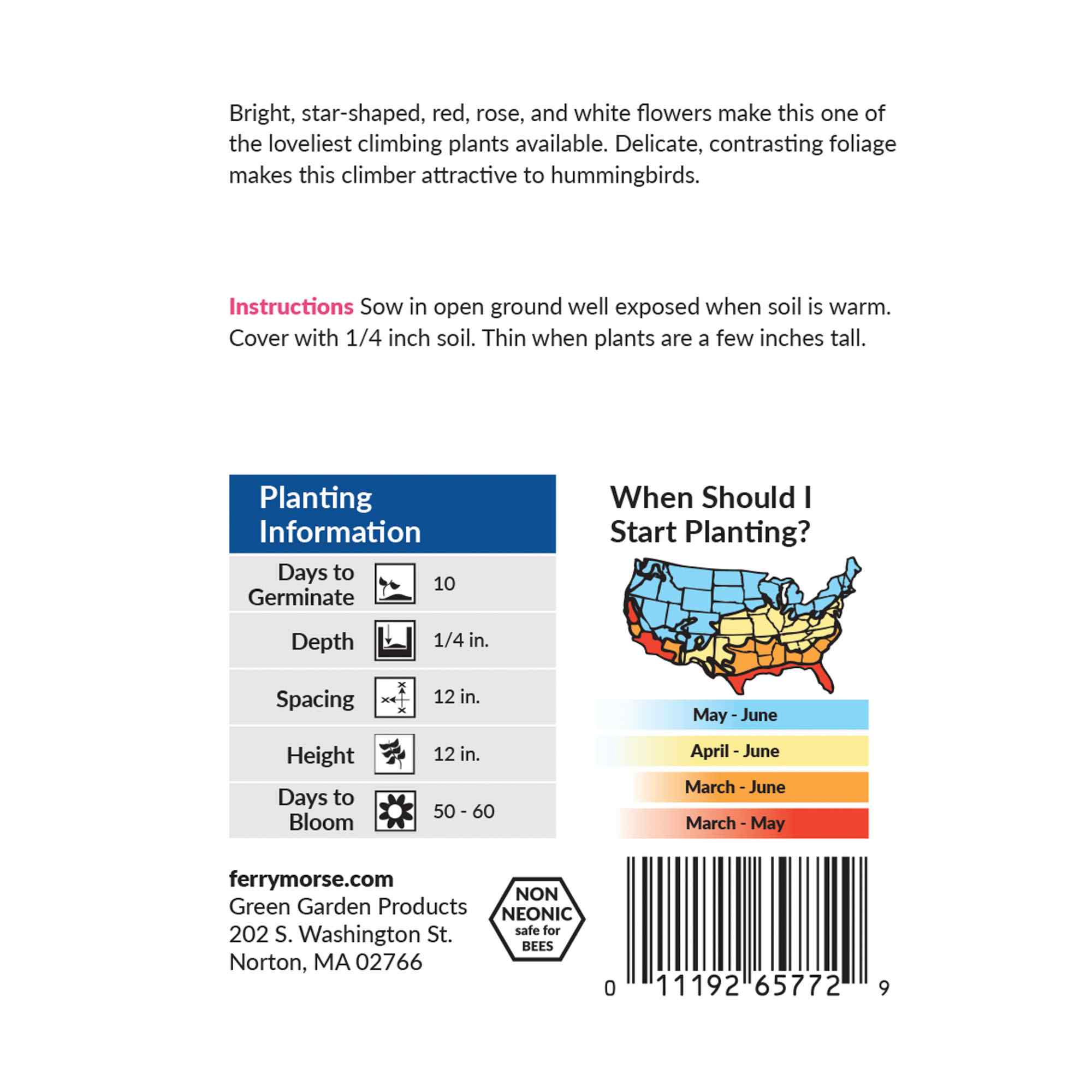 Back of packaging